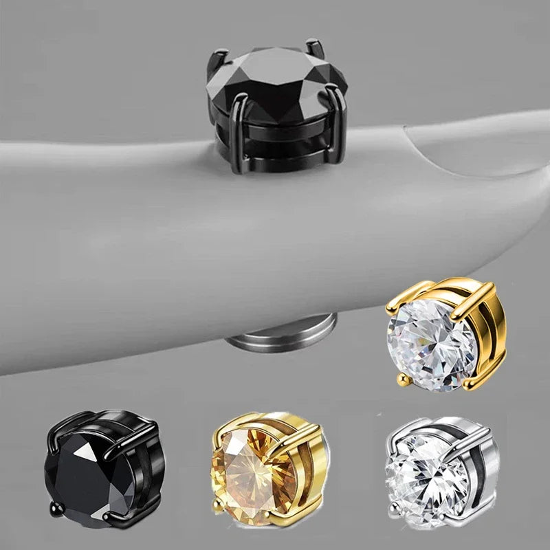 Magnetic Clip-On Zircon Stud Earrings – No Piercing Required