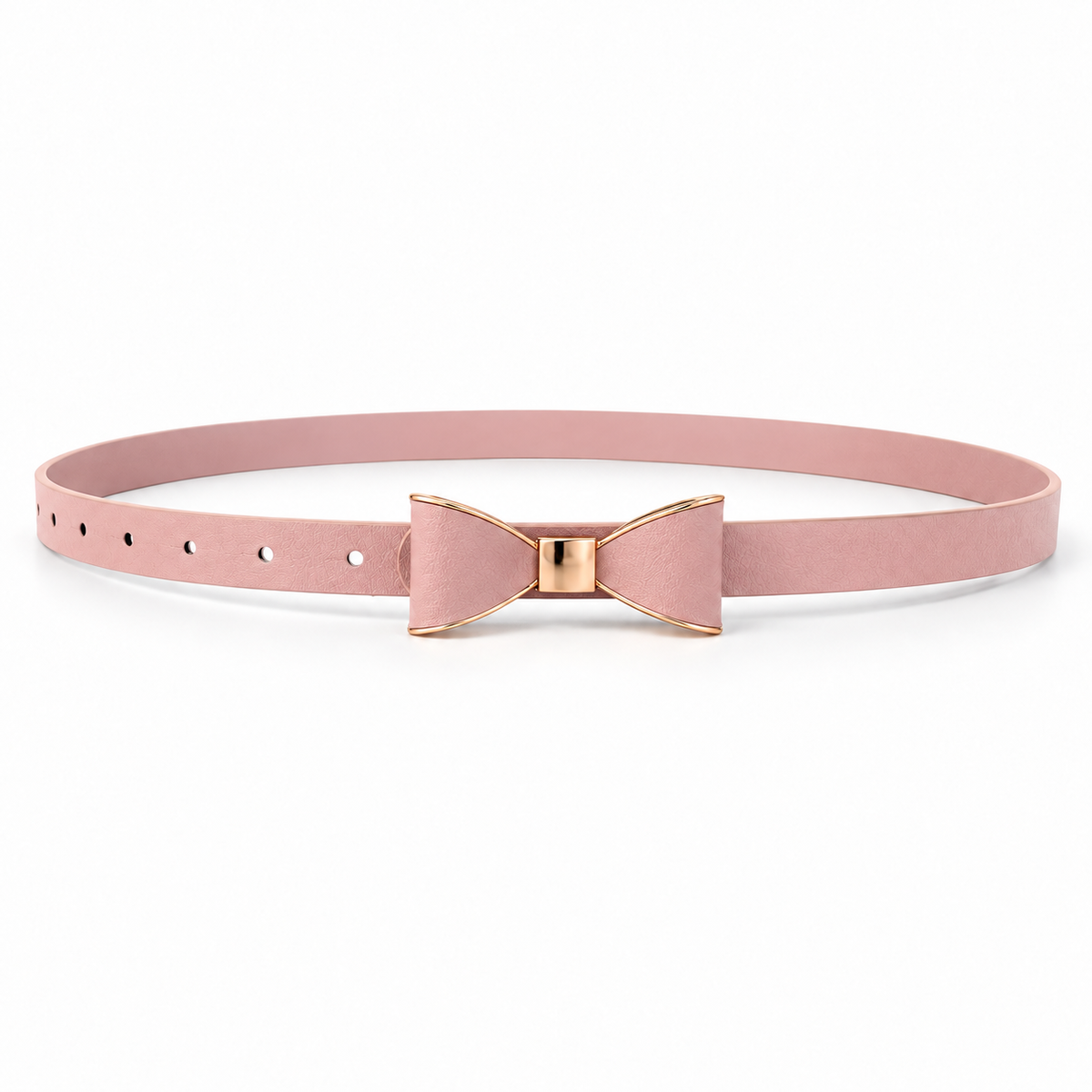 Slim Adjustable Bow Waist Belt with Gold-Tone Trim