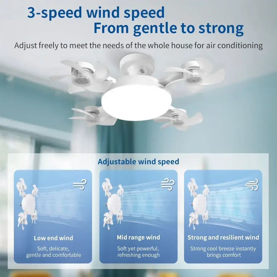 2-in-1 E27 Socket Ceiling Fan Light with Remote Control