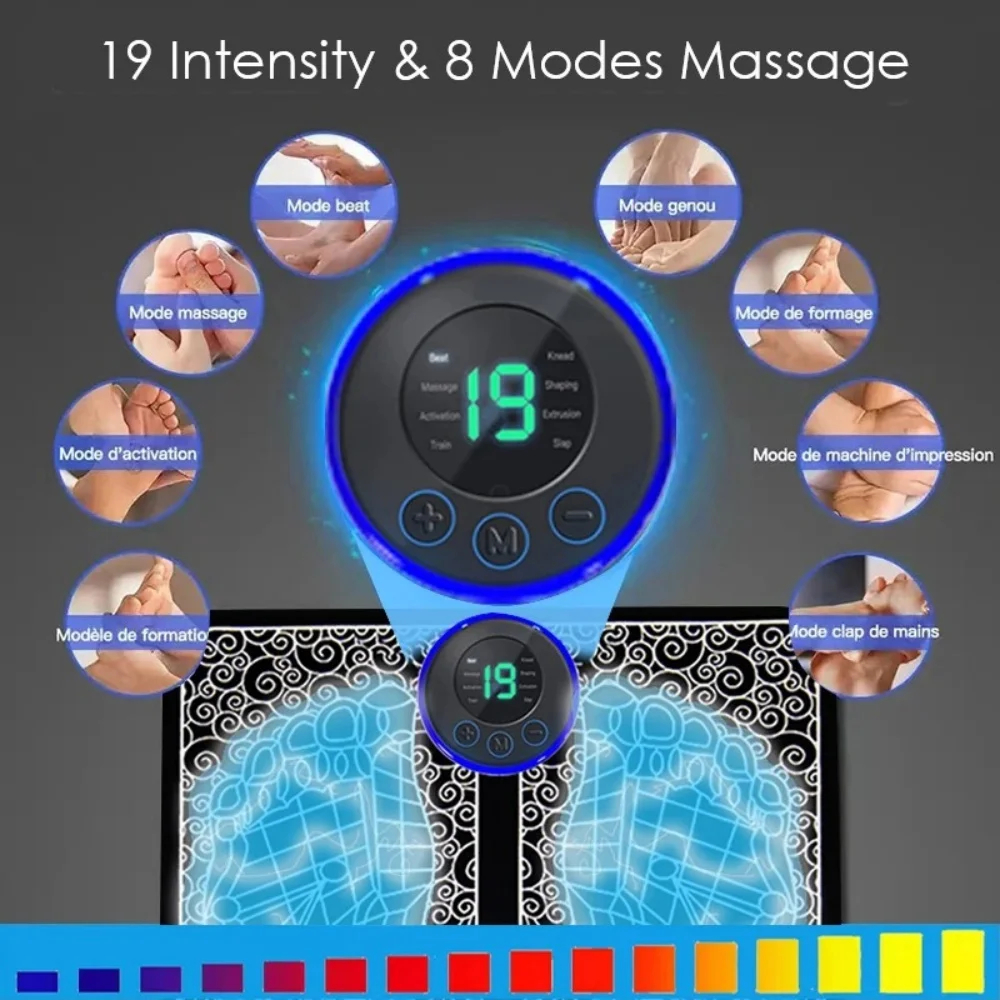 USB EMS Foot Massage Pad with Adjustable Intensity Modes