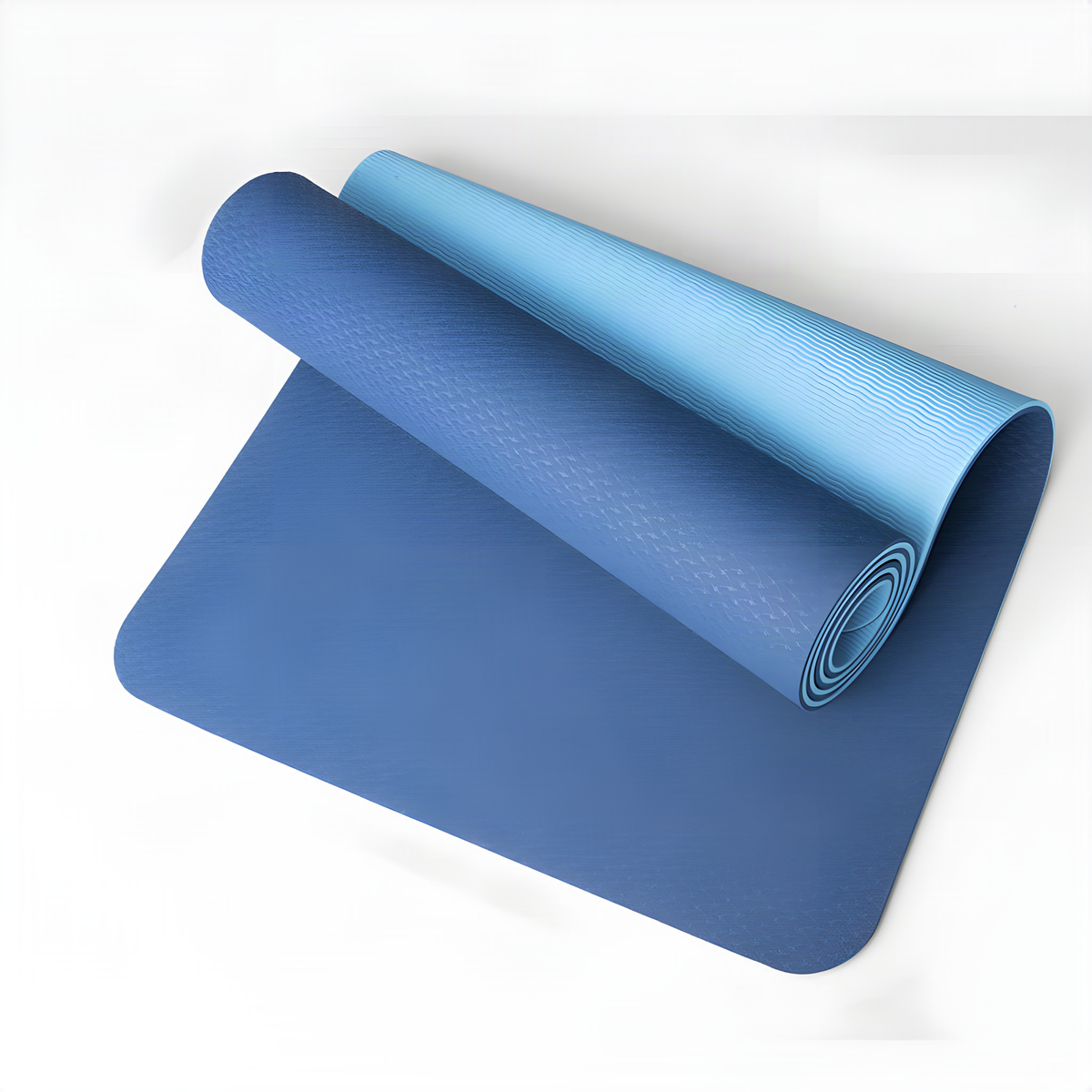 Two-Tone TPE Yoga Mat with Textured Surface and Roll-Up Design