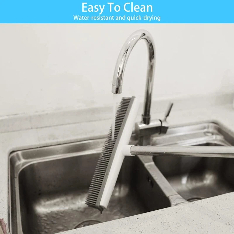 Silicone Pet Hair Removal Broom – Soft Bristle | Adjustable Handle