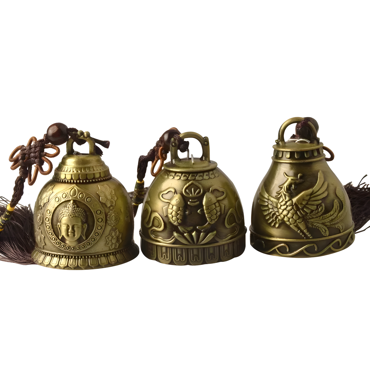 Copper-Tone Hanging Bell Ornament with Knotted Cord and Tassel