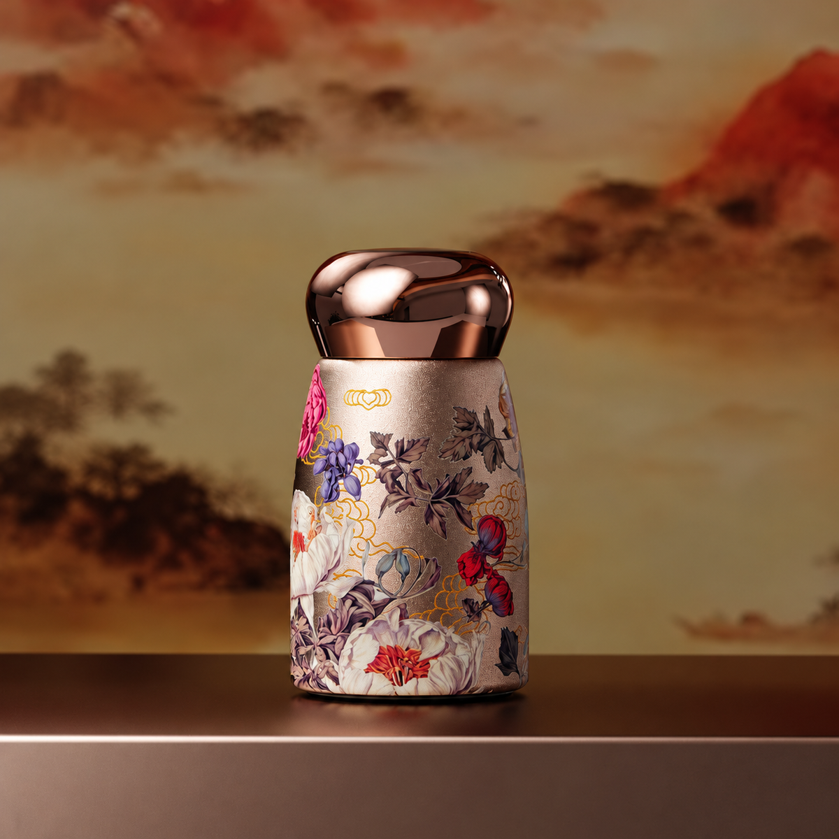 Floral Mini Insulated Cup with Temperature Display, 230 ml