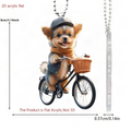 Acrylic Dog Bicycle Christmas Ornament with Festive Details