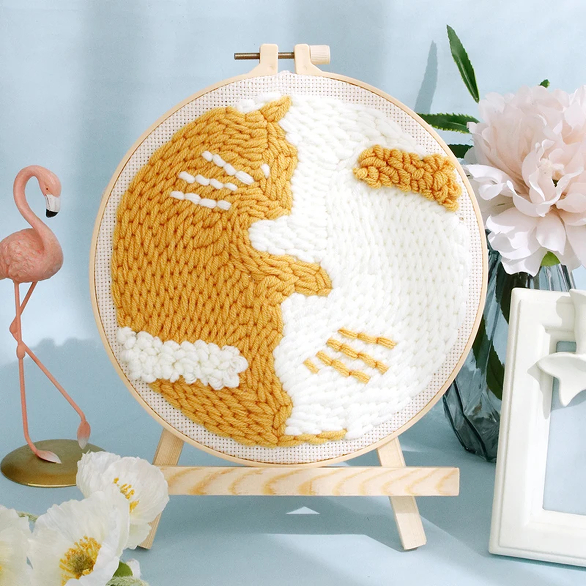 Punch Needle Embroidery Kit with Hoop, Yarn & Printed Design Pattern