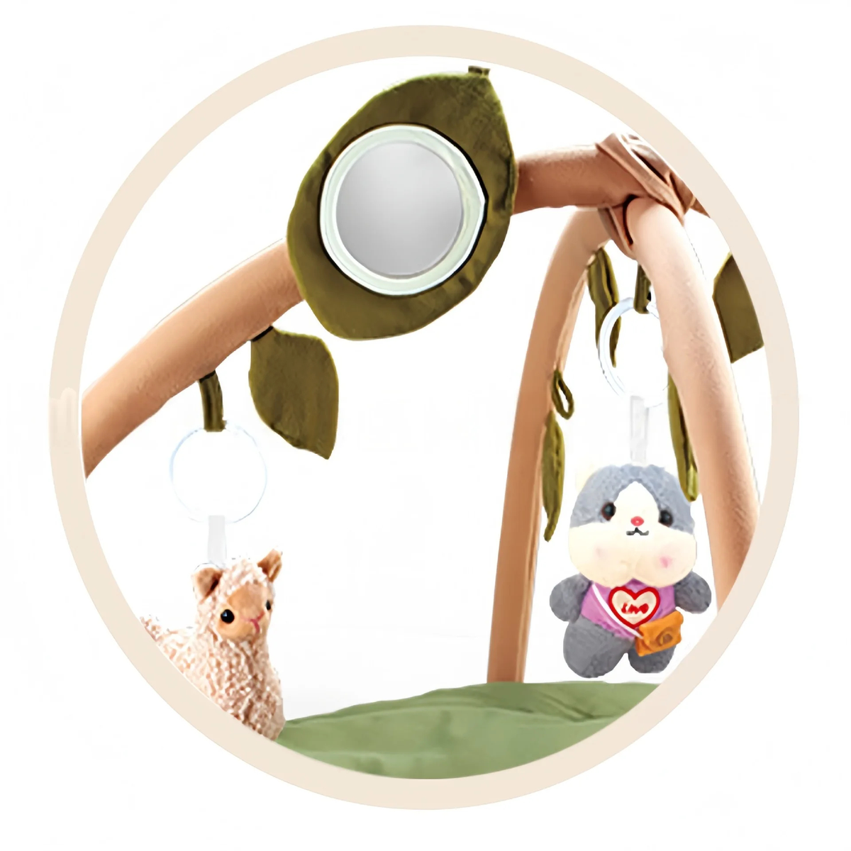 Leaf-Shaped Baby Activity Play Gym with Hanging Toys and Mirror