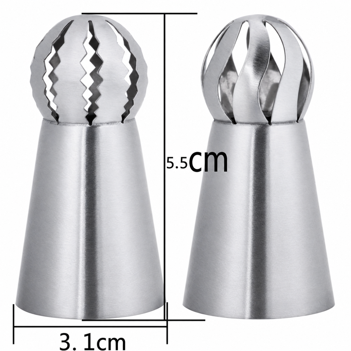 Spherical Flower Piping Tips, 8-Piece Stainless Steel Set