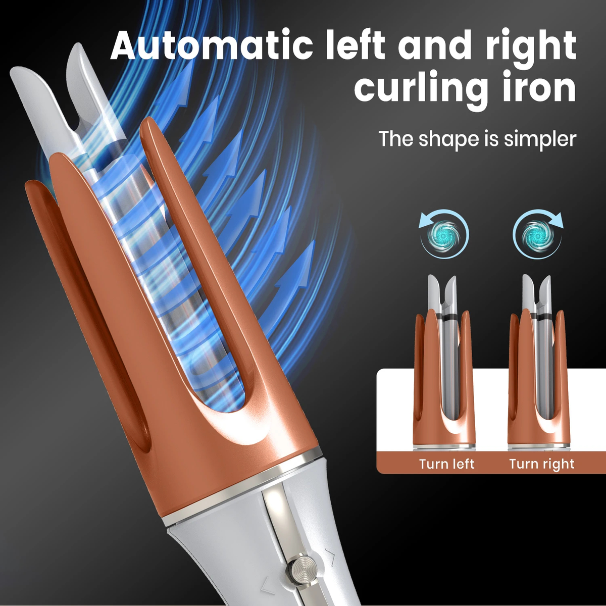Automatic Rotating Curling Iron, 3 Heat Settings, 2 Barrels