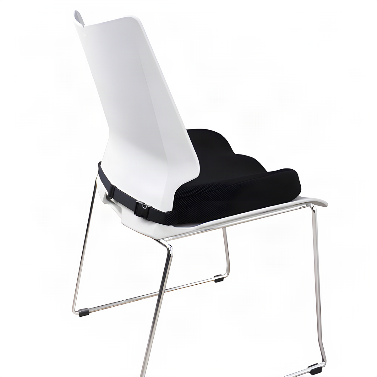 Contoured Foam Seat Cushion with Mesh Cover and Chair Strap