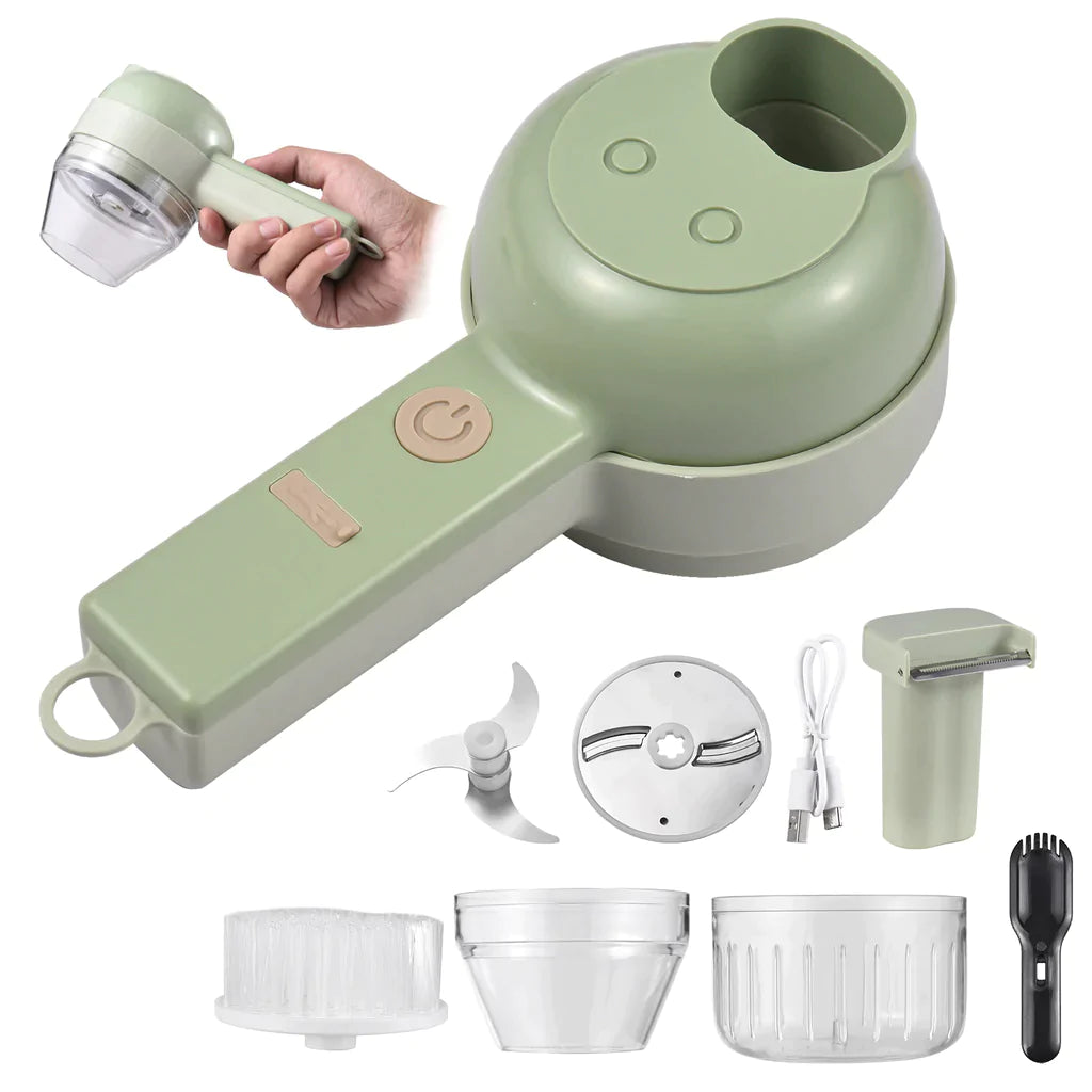 4-in-1 Electric Vegetable Cutter - Handheld Slicer, Grinder & Peeler