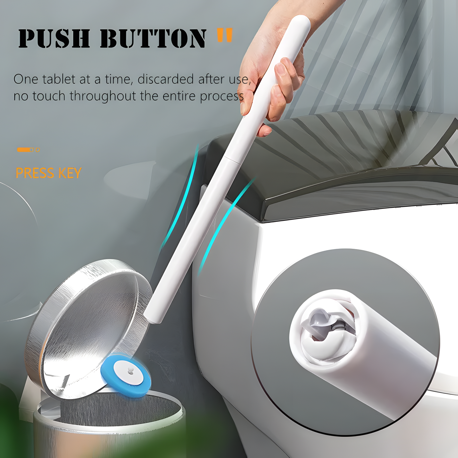 Wall Mounted Disposable Toilet Brush Set with Refills