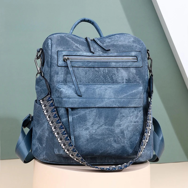 Retro PU Leather Convertible Backpack & Shoulder Bag
