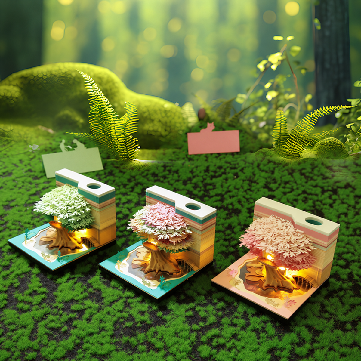 Treehouse Paper Sculpture Memo Pad, 218 Pages and Light