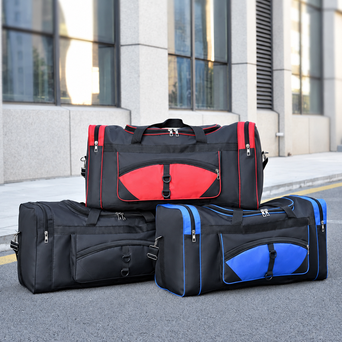 Large Nylon Travel Duffel Bag, 71 cm and Zippered Pockets