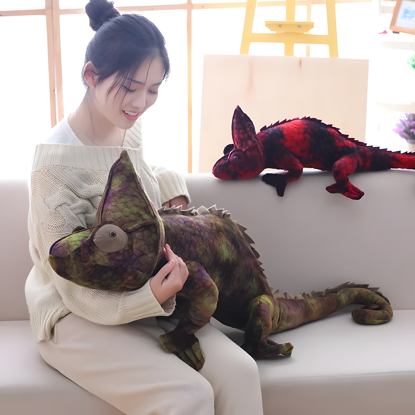 Realistic Chameleon Plush Toy 70cm & 1m Reptile Stuffed Animal