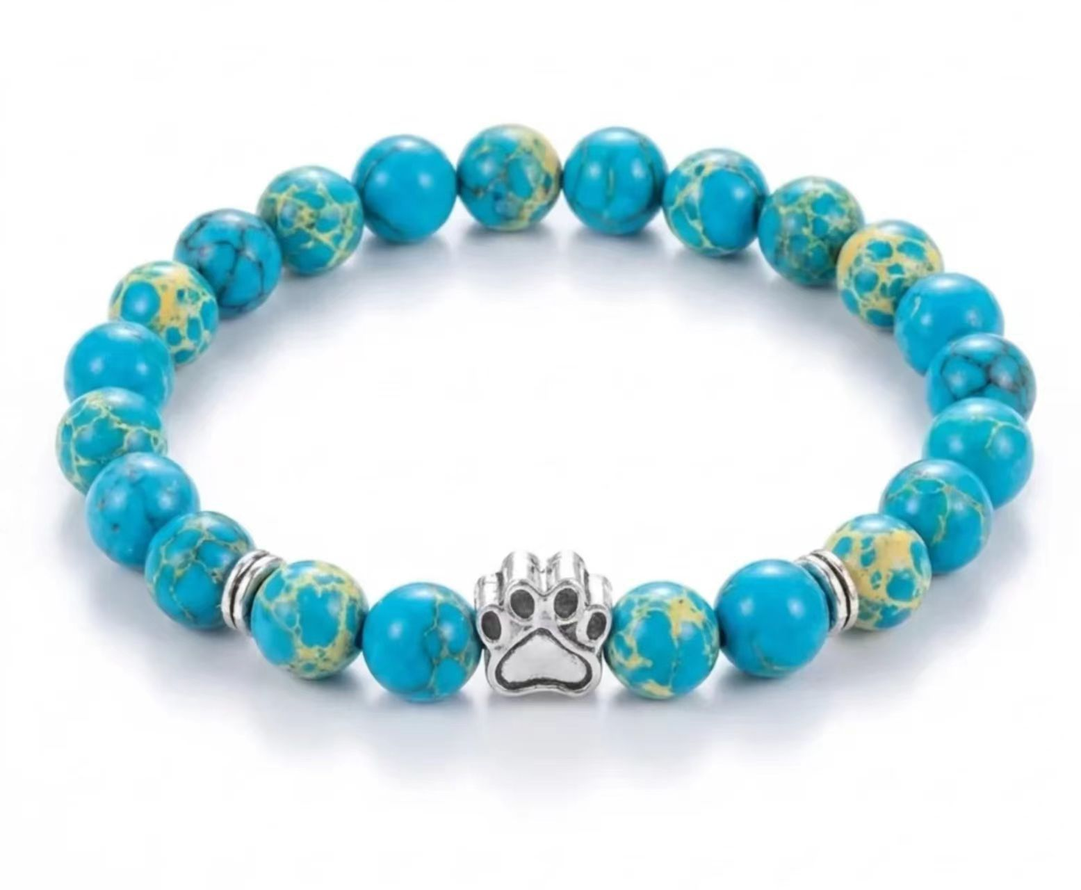 Dog Paw Bead Bracelet Natural Stone 8mm 35 Stone Options