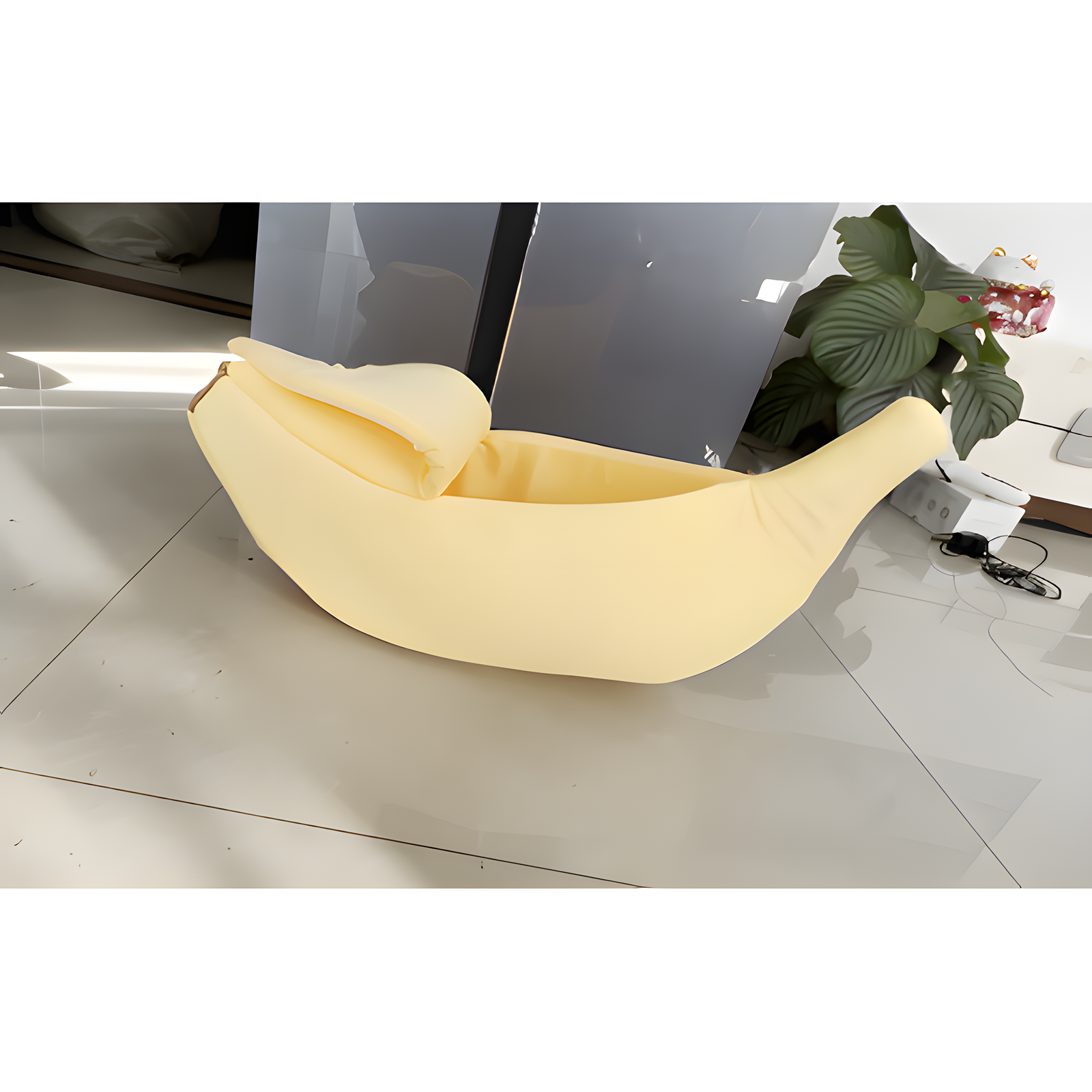 Banana Shaped Pet Bed Soft Bolster Cuddle Bed S & M Sizes