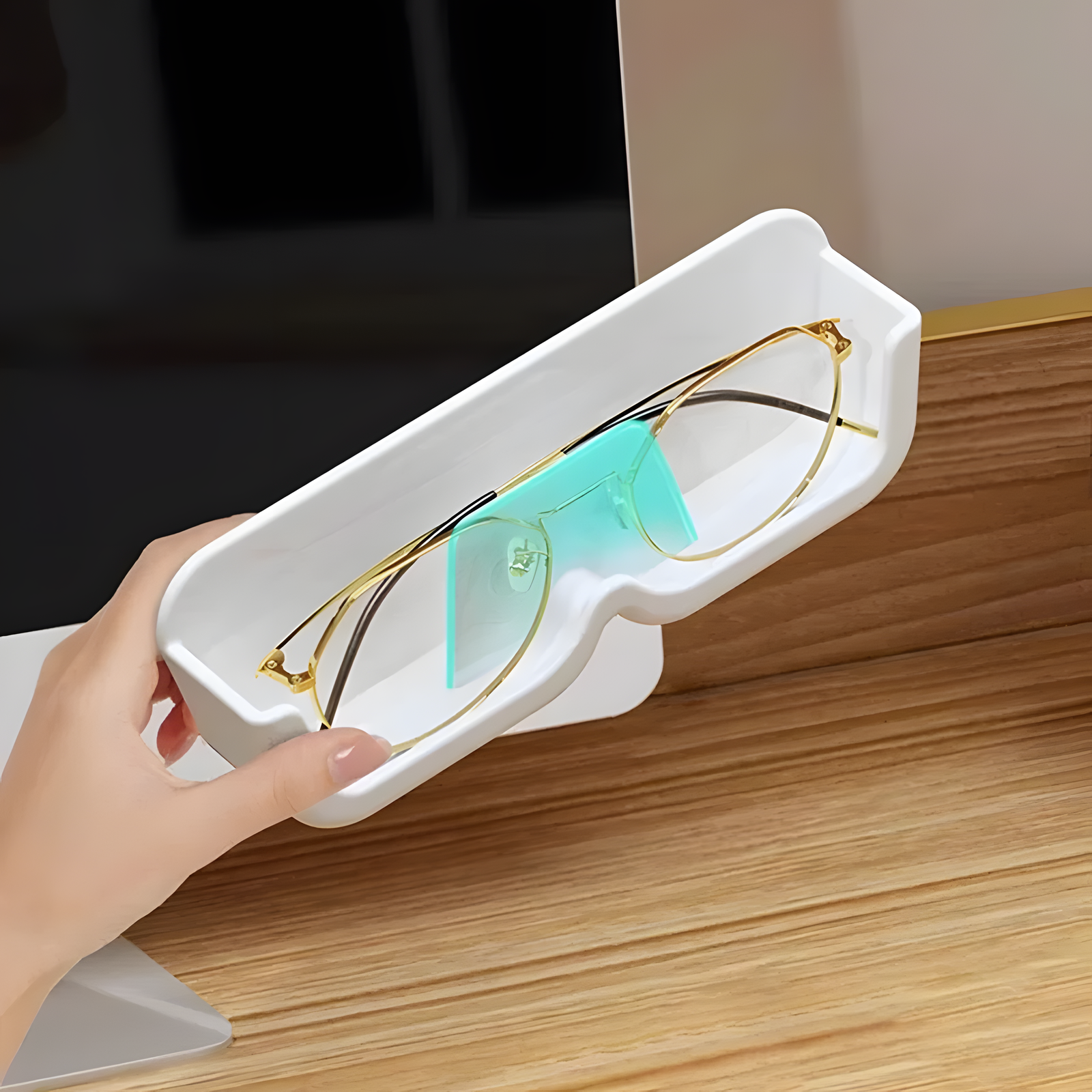 Wall Mounted Eyeglass Holder Shelf Adhesive No-Drill