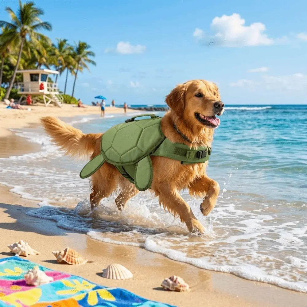 Dog Turtle Swimming Vest Adjustable Buoyancy Aid S-XL