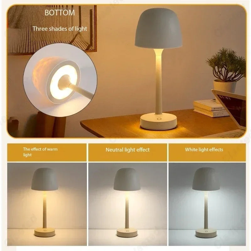 Modern Mushroom Table Lamp (Dynamic Water Ripple Projector for Relaxing Ambiance)