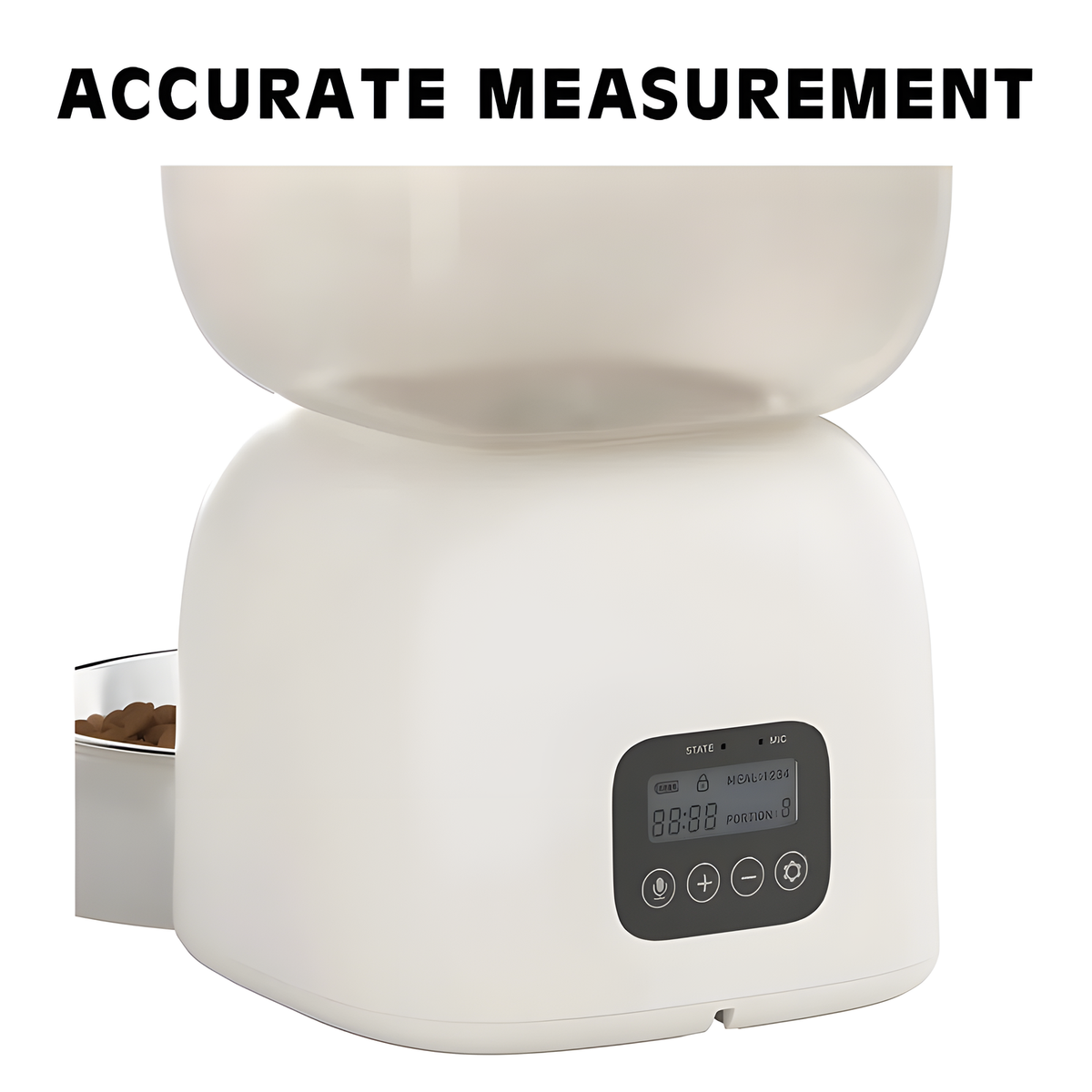Automatic Pet Feeder for Dry Food, White, Black or Cream
