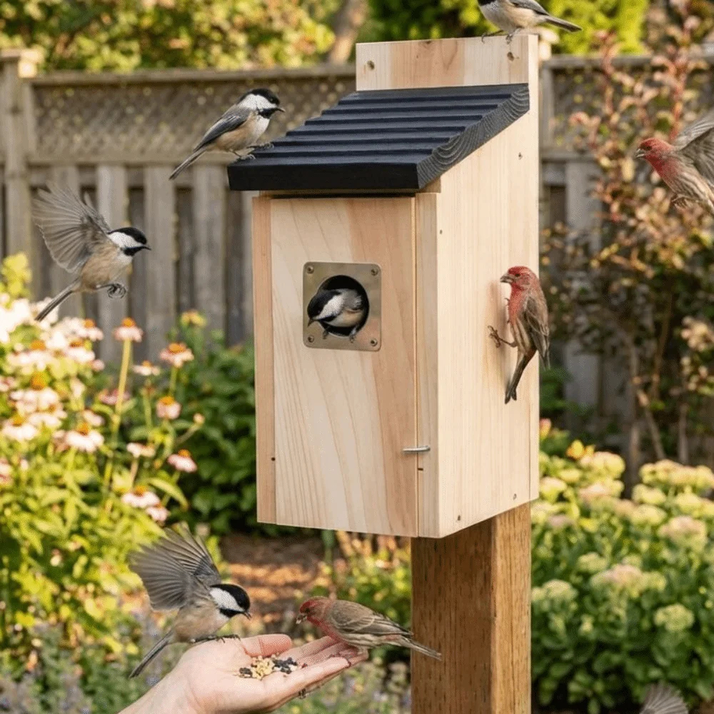 Outdoor Wooden Birdhouse – Garden Hanging Bird Nest House