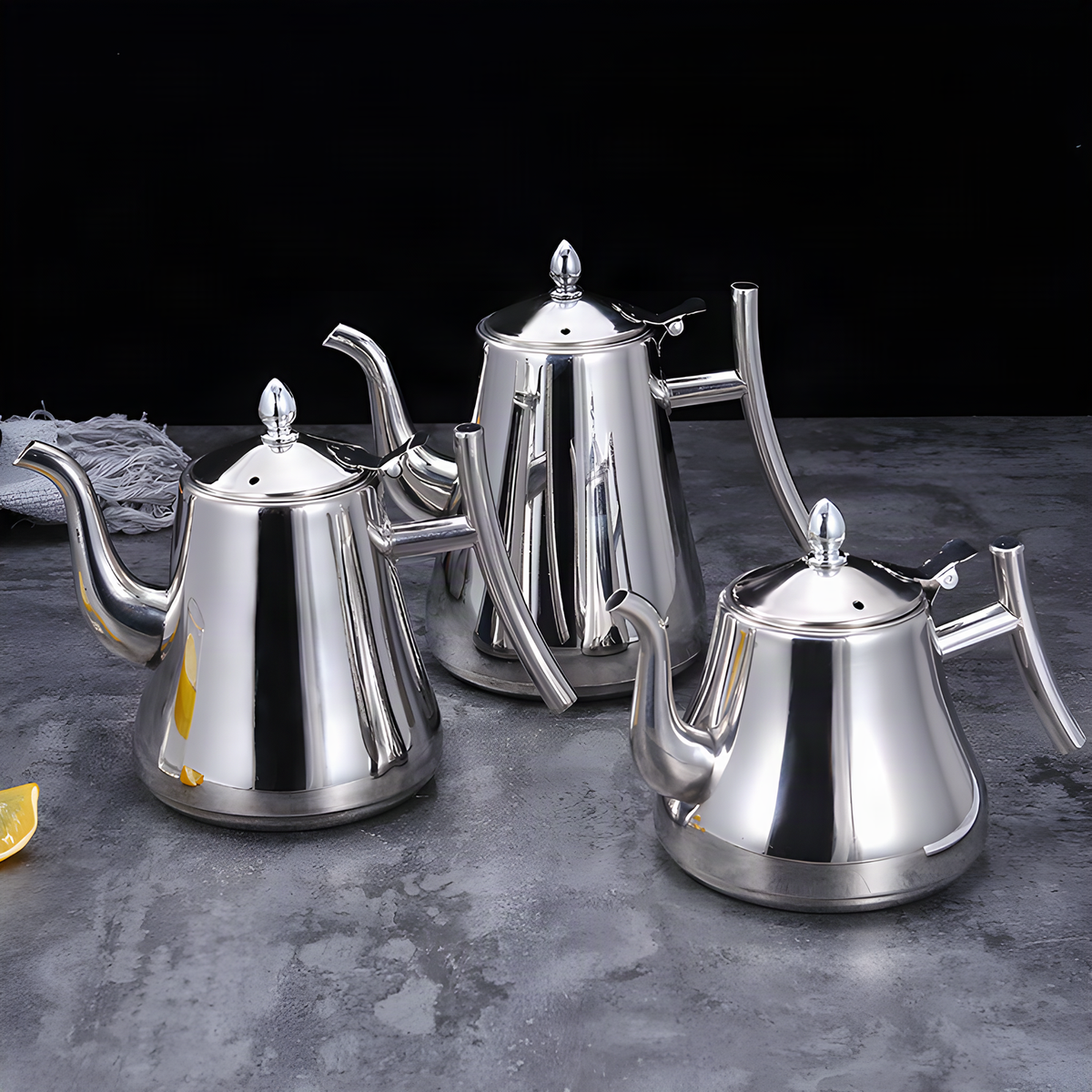 Stainless Steel Teapot with Removable Filter and Hinged Lid
