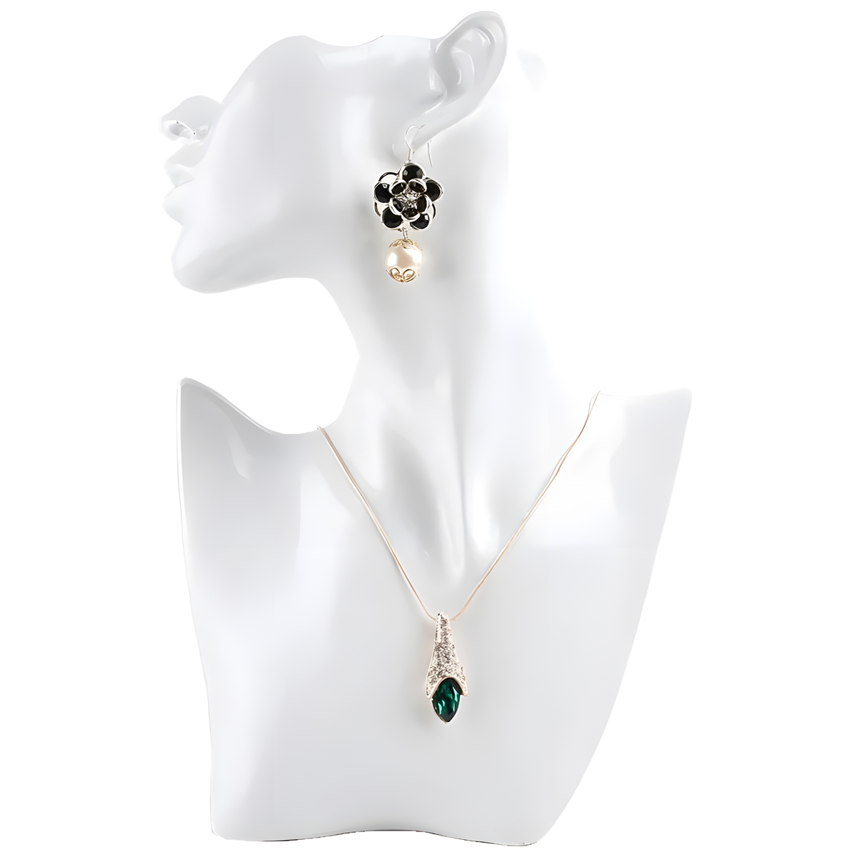 Resin Jewelry Display Stand, Sculpted Necklace & Earring Bust