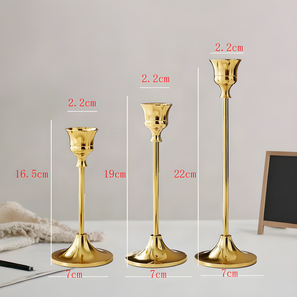 Metal Taper Candle Holder Set, Three Graduated Heights