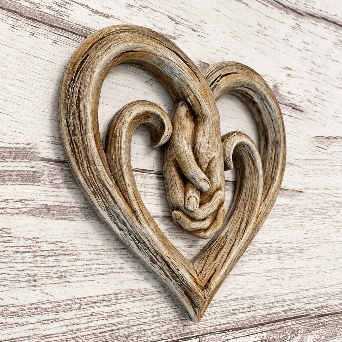 Holding Hands Heart Wall Sculpture, Resin Decor 20 x 20 cm