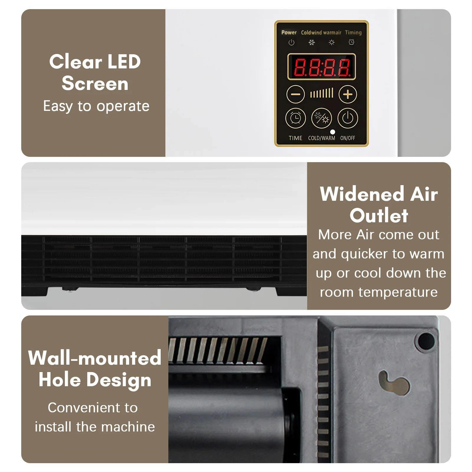 Wall Mounted Heater & Cooling Fan with Remote Control