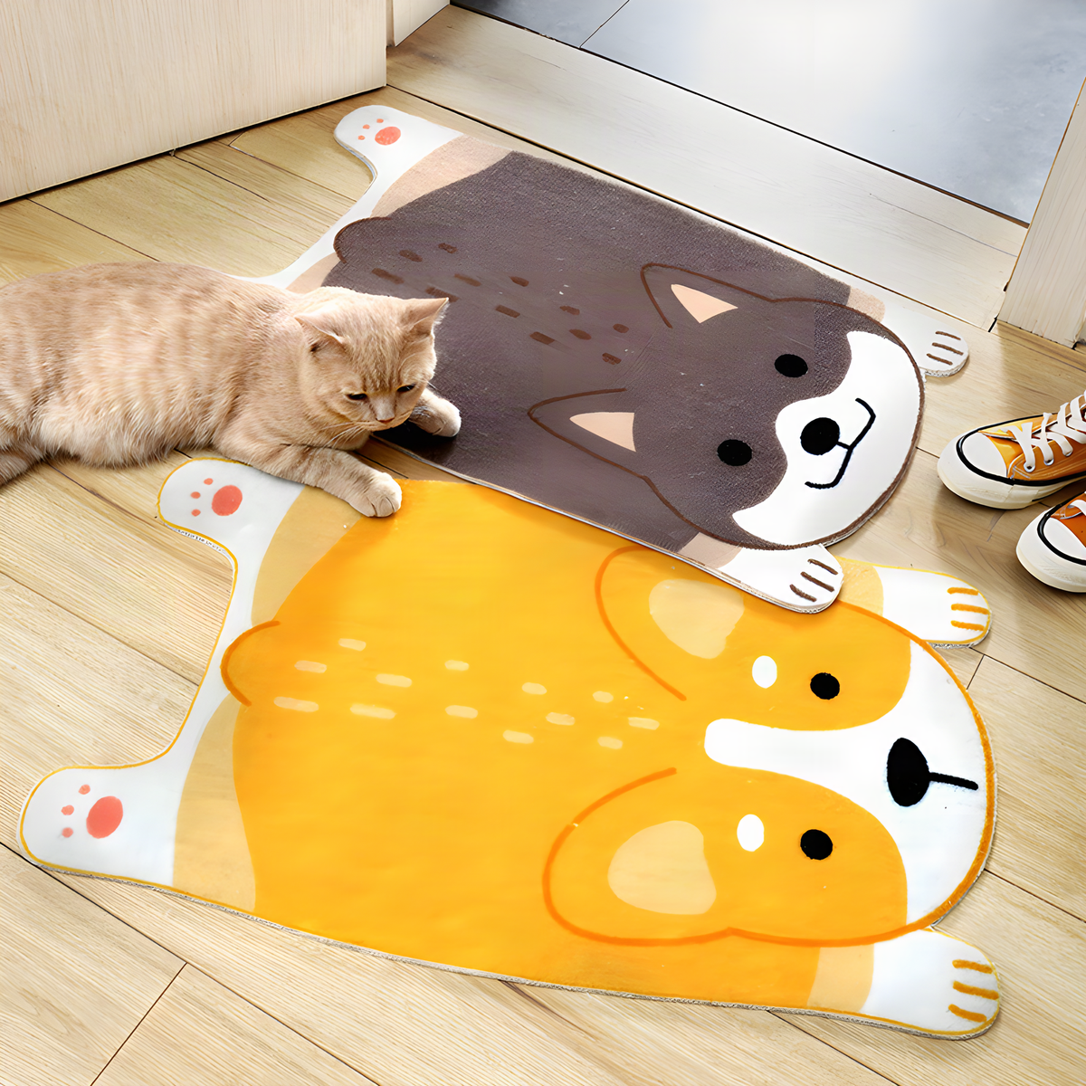 Dog-Shaped PVC Door Mat in Shiba Inu and Corgi Designs, 50 x 80 cm