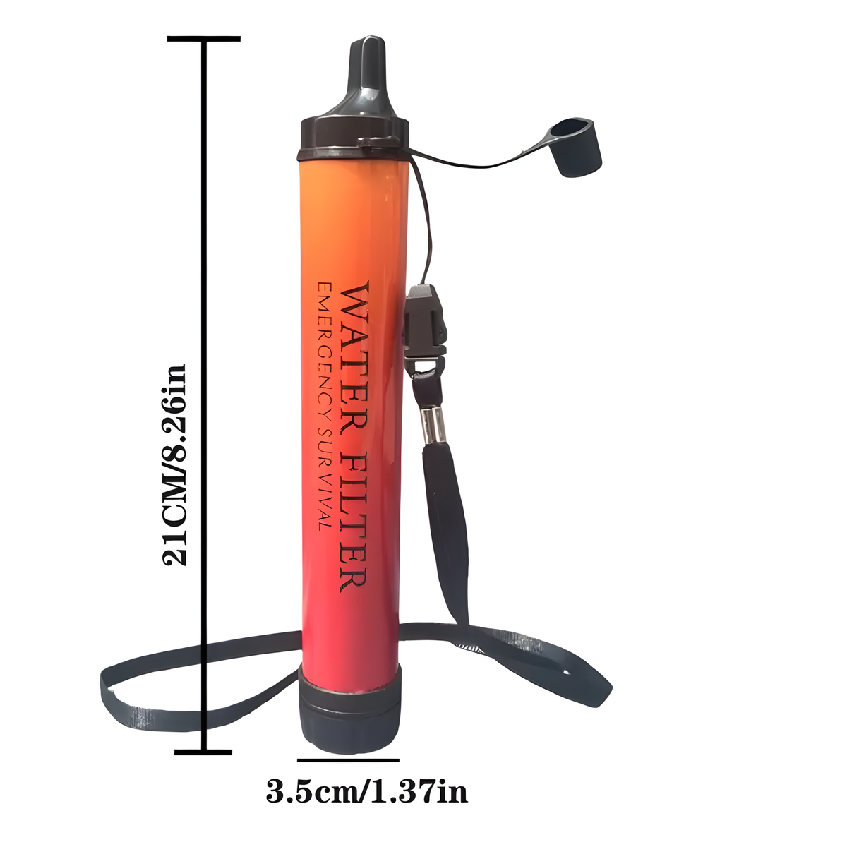 Portable Personal Water Filter Straw with Cap and Carry Cord