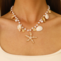 Seashell Charm Necklace or Bracelet with Coastal Accents