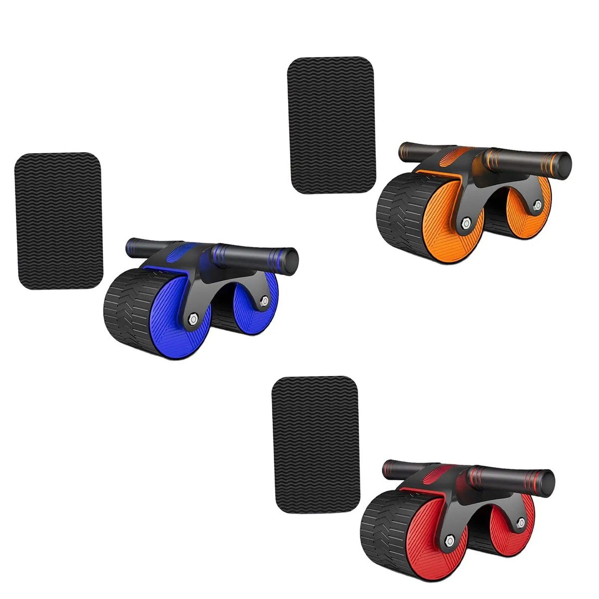 Automatic Rebound Ab Roller with Dual Wheels and Knee Pad