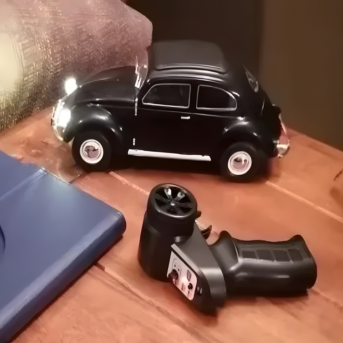 Retro Remote-Control Car with Headlights and Handheld Controller