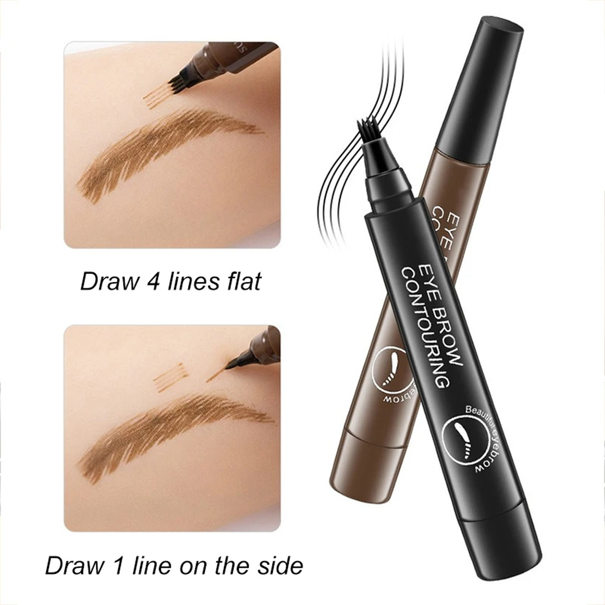 Four-Tip Liquid Eyebrow Pencil with Micro-Fork Applicator