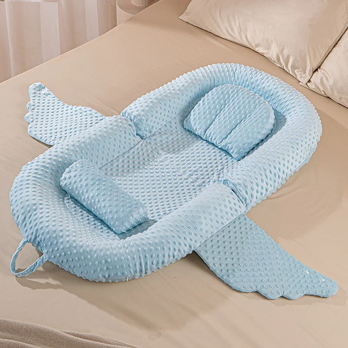 Portable Padded Baby Lounger Nest with Carry Handles and Bumper