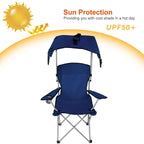 Camping Chair with Canopy - UPF 50+ Sunshade Folding Beach Chair