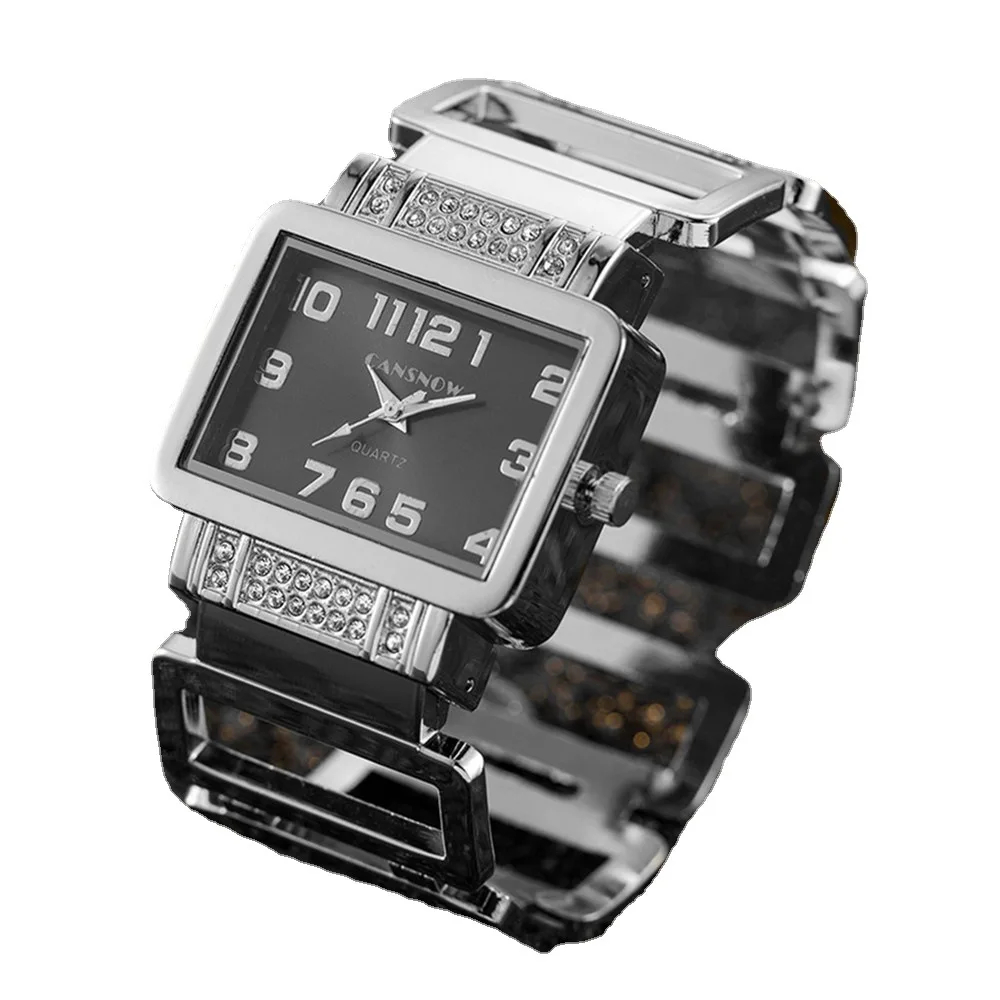 Rhinestone Rectangular Bracelet Watch Quartz Analog