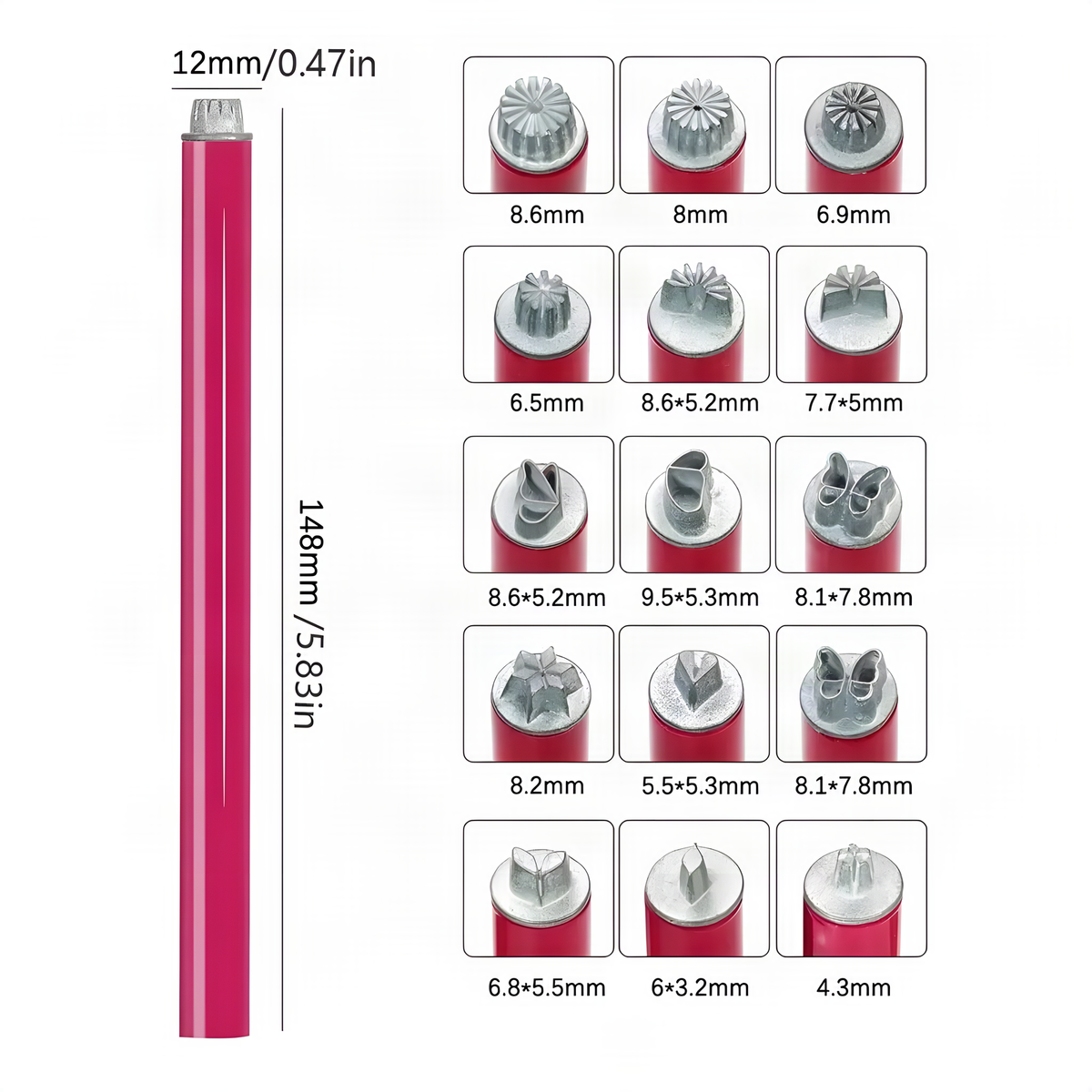 Nail Art Stamp Pen Set, Pink-Handled Floral Pattern Tools