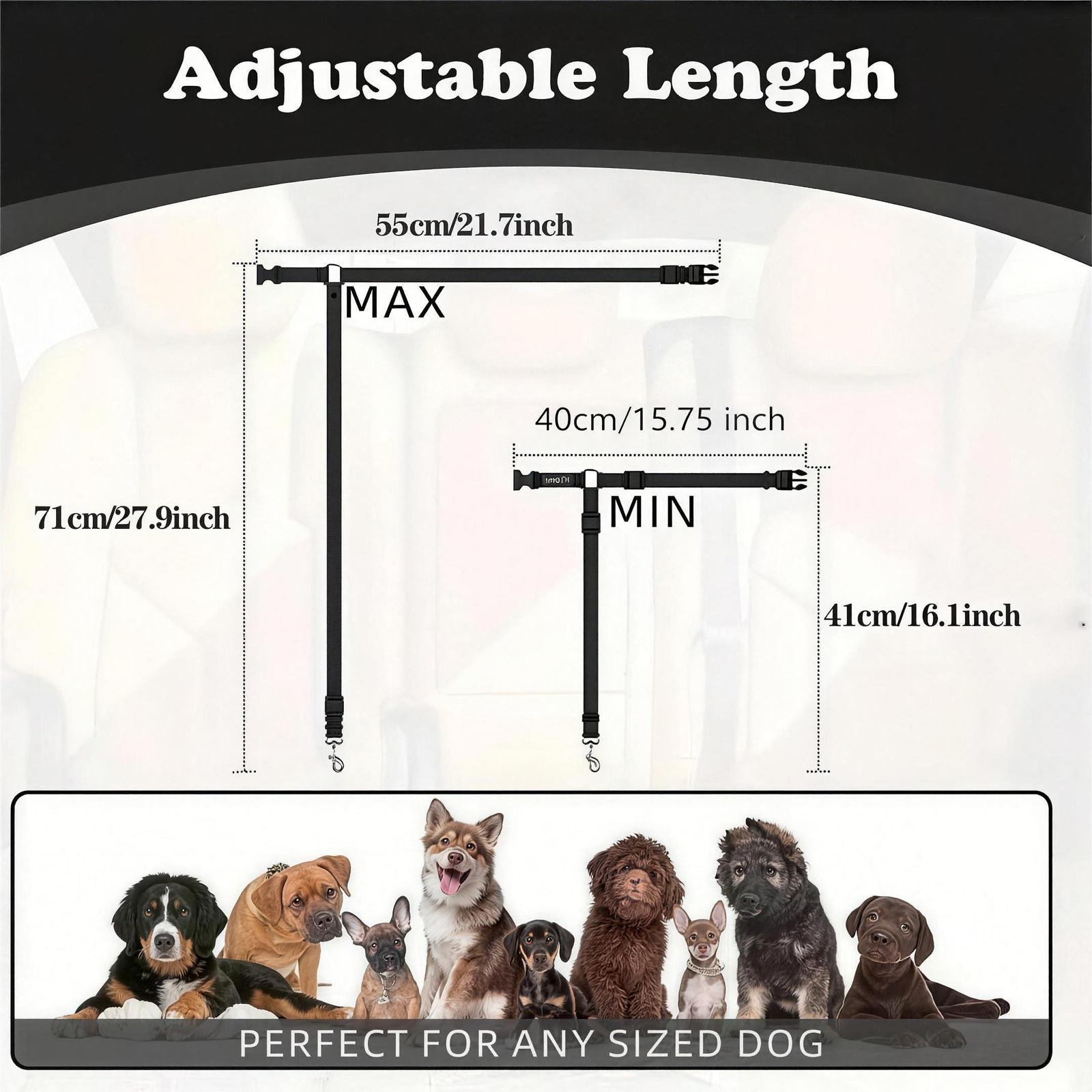 Dog Car Seat Belt Adjustable Headrest Clip with Swivel Hook