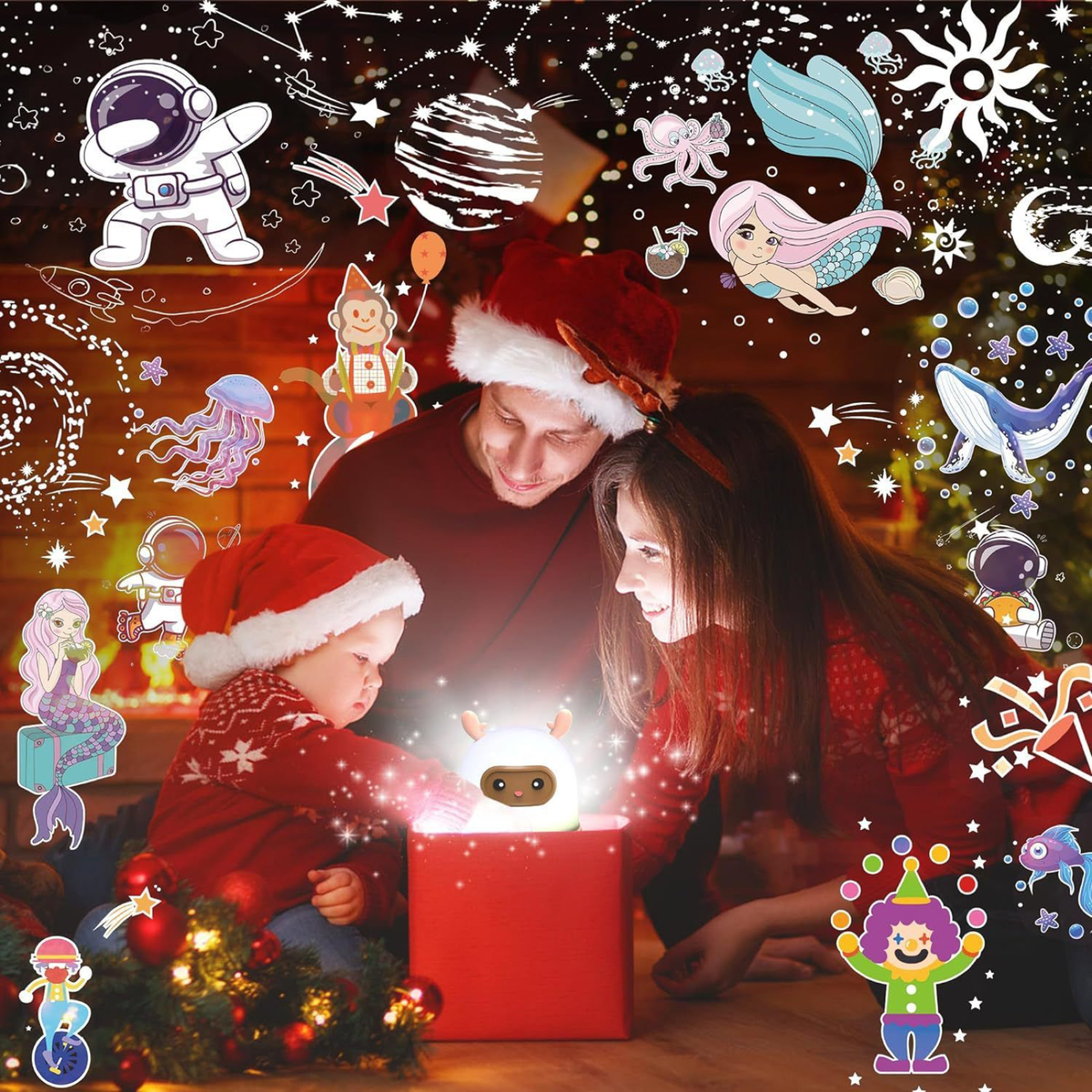 Deer-Shaped Star Projector Night Light with Color Options