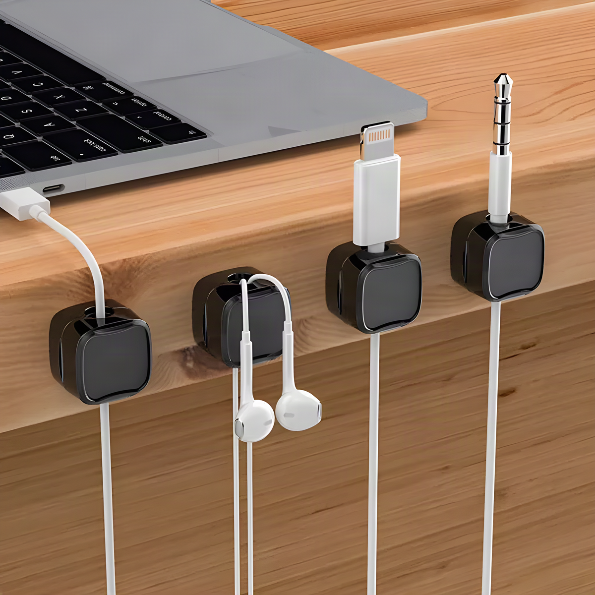 6-Pack Magnetic Cable Clips with Individual Adhesive Bases