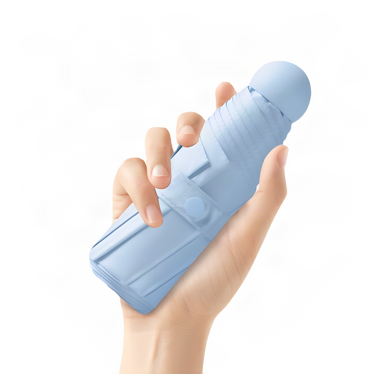Mini Folding Umbrella with Capsule Storage Case and Wrist Loop