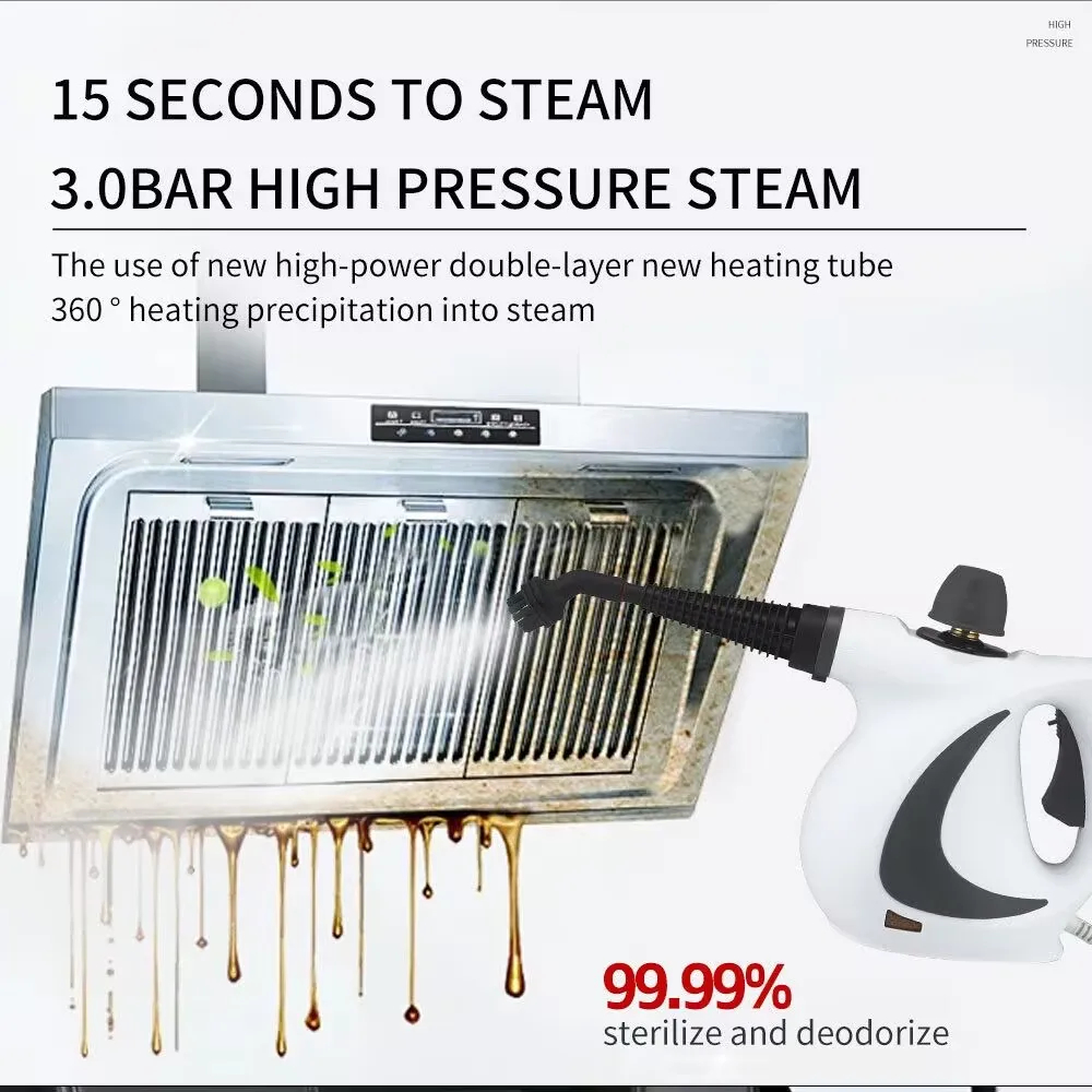 1050W Handheld High-Pressure Steam Cleaner 6-Attachment Kit