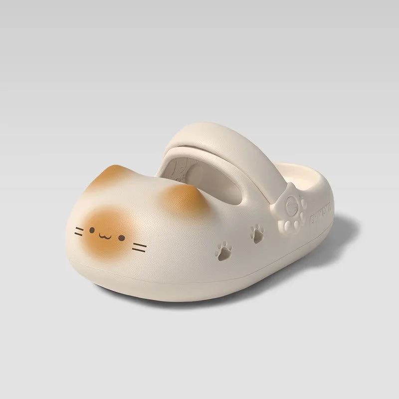 Cute animal-themed clog shoe on a light gray background