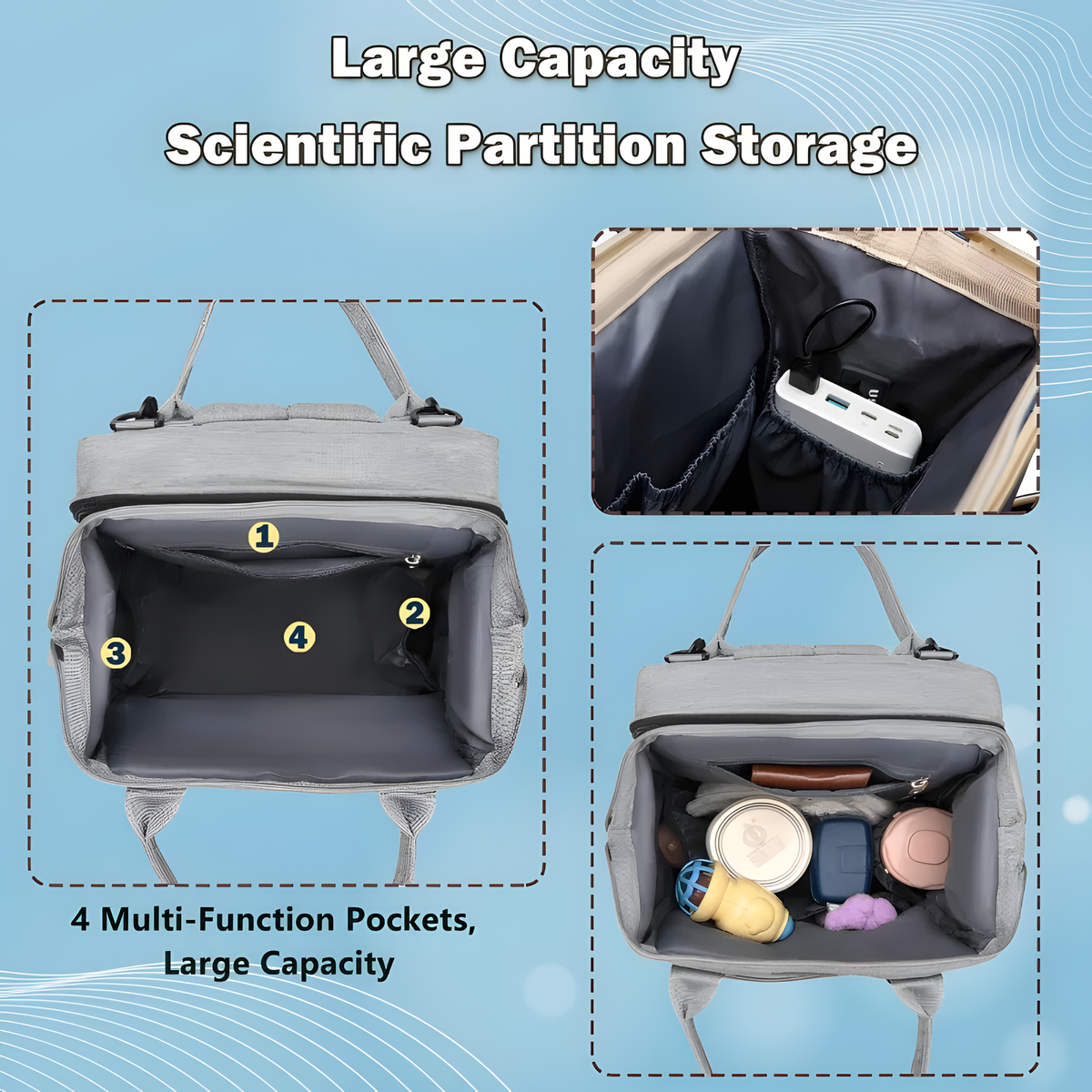 Expandable Diaper Backpack with Fold-Out Changing Mat, 4 Colors