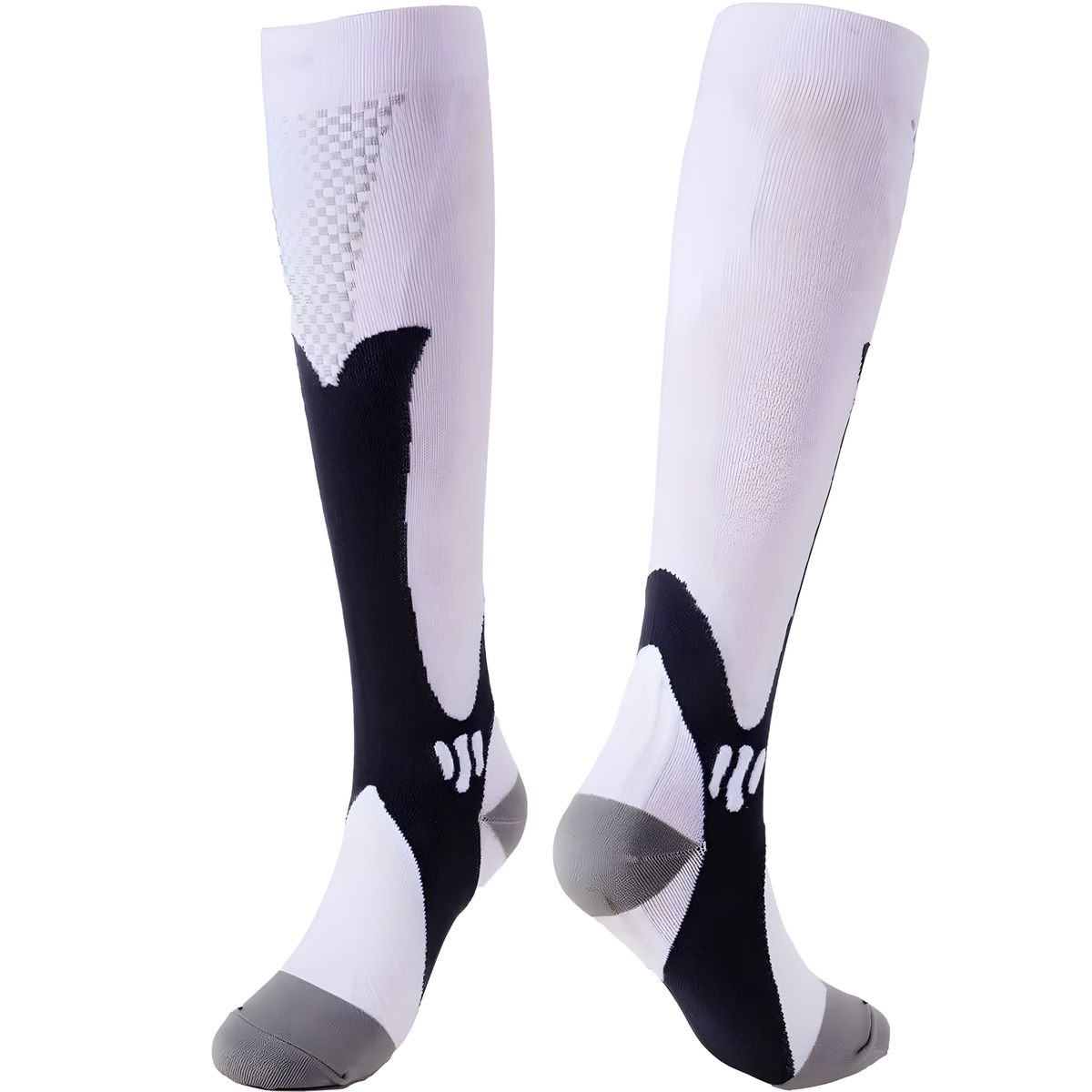 Knee High Sports Compression Socks with Contrast Knit Panels